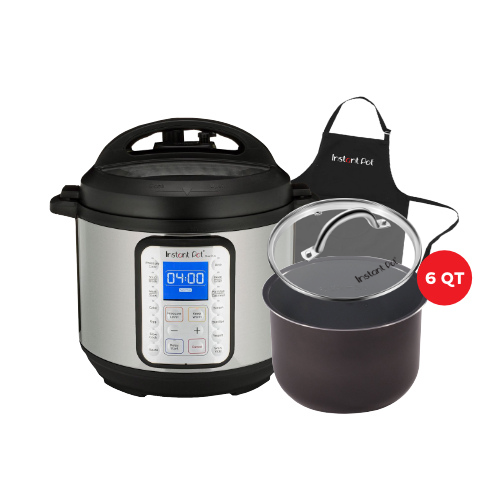 Instant Pot Duo Plus 6 Qt w Glass Lid Ceramic Pot FREE APRON